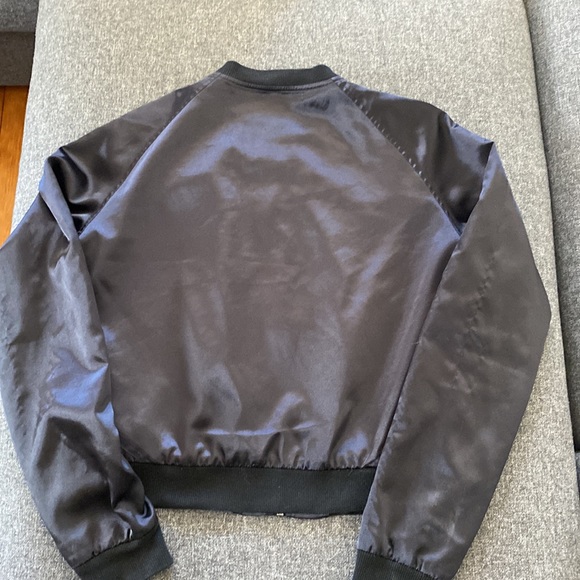Nikita | Black Satin Bomber Jacket. Size Large (fits Medium). Zipper. - Picture 6 of 12
